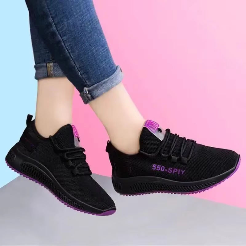 Chaussures tissées pour femme été 2026 – Baskets de sport en maille respirante pour la marche et le jogging