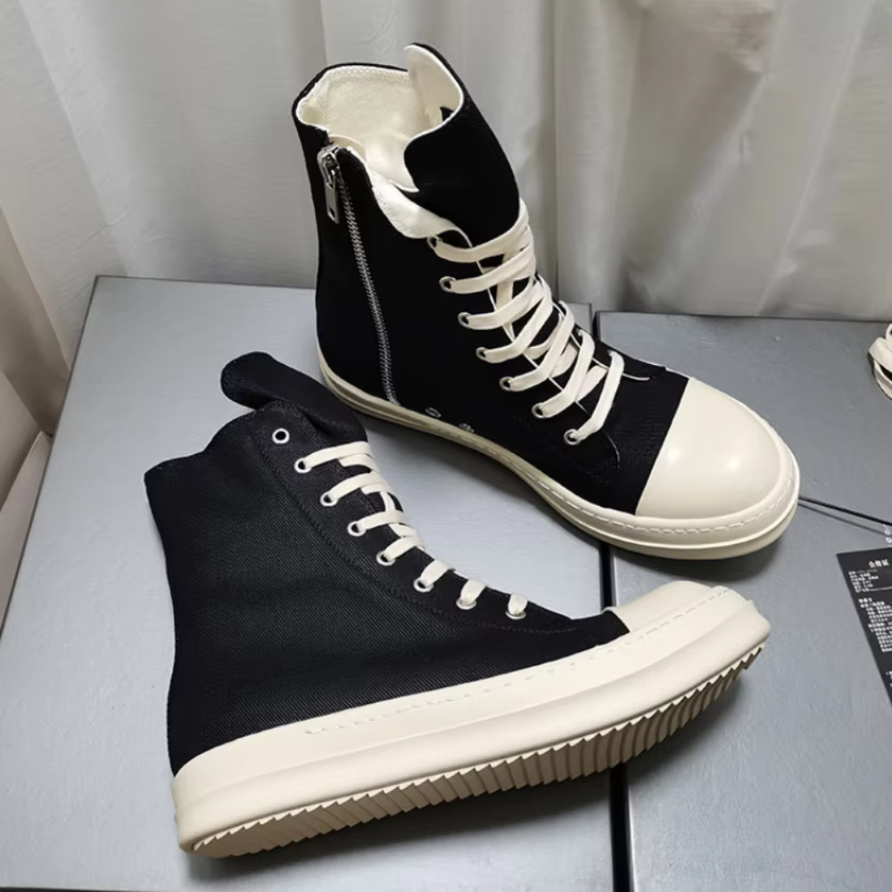 R-o bottine hommes haut chaussure toile noire femmes Sneaker chaussures décontractées