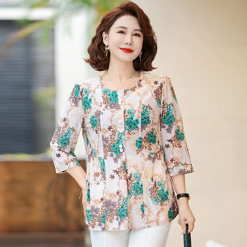 Chemises surdimensionnées élégantes pour femmes, t-shirt, hauts amples, Vintage, vêtements d'été pour femmes d'âge moyen