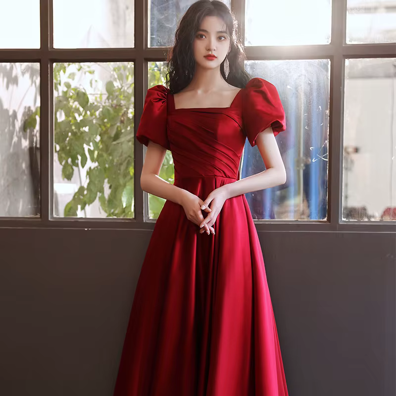 Robe de soirée de fiançailles de style rouge rétro, robes de mariée princesse, patients, nouveau