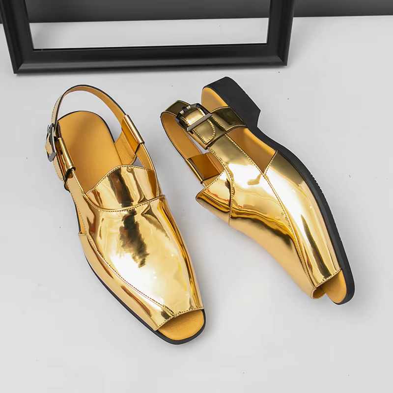 Sandales dorées de luxe pour hommes