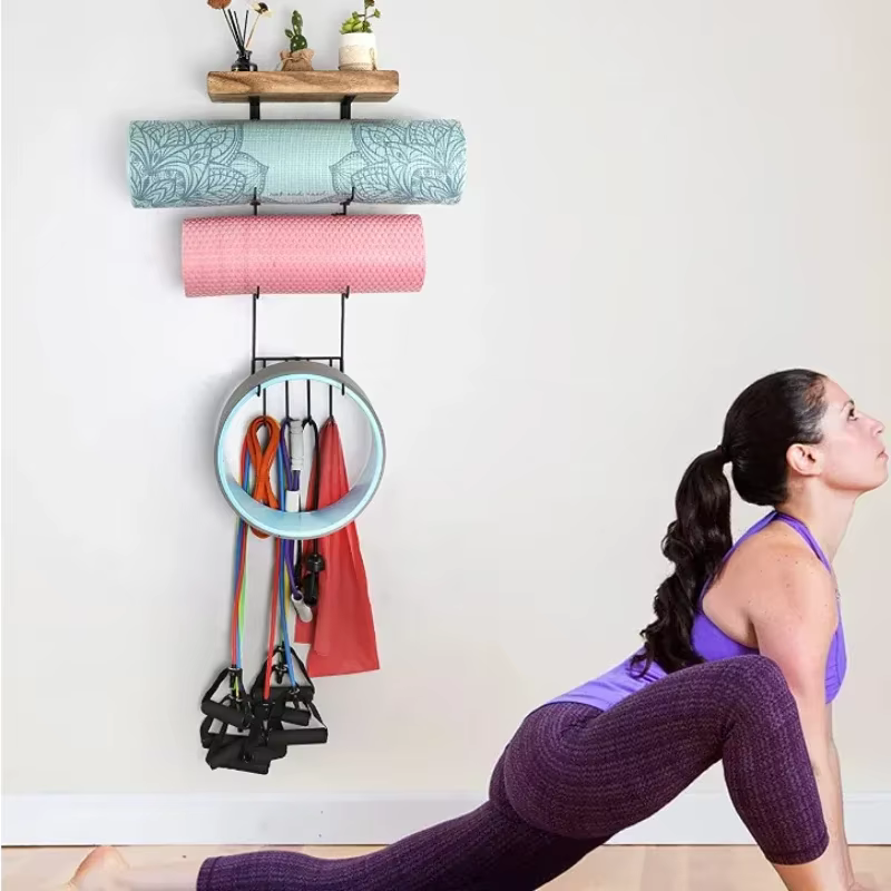 1 ensemble d'accessoires de support de tapis de Yoga, organisateur mural, décor de rangement, rouleau en mousse et support de rangement pour serviettes