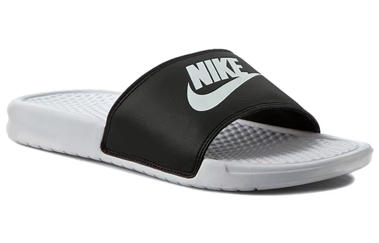 Nike Benassi JDI OG JDI Mismatch Belles et polyvalentes pantoufles à une seule pièce pour hommes et femmes noir et blanc -818736-011