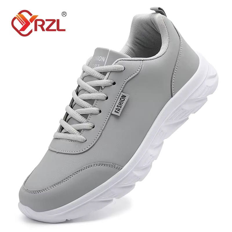YRZL chaussures de course pour hommes en cuir artificiel imperméable léger antidérapant confortable baskets de Sport