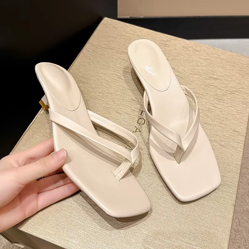 Pantoufles d'été à Clip pour femmes, chaussures confortables à talons bas, tenue décontractée, Style de rue, Sandalis