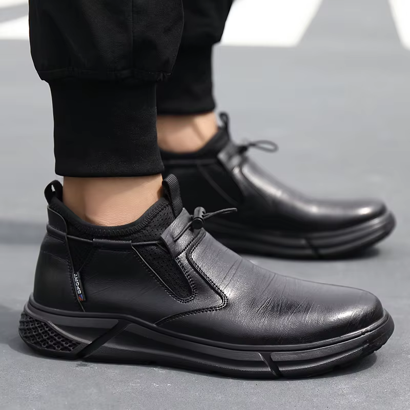 Chaussures de travail de sécurité imperméables en cuir noir pour hommes