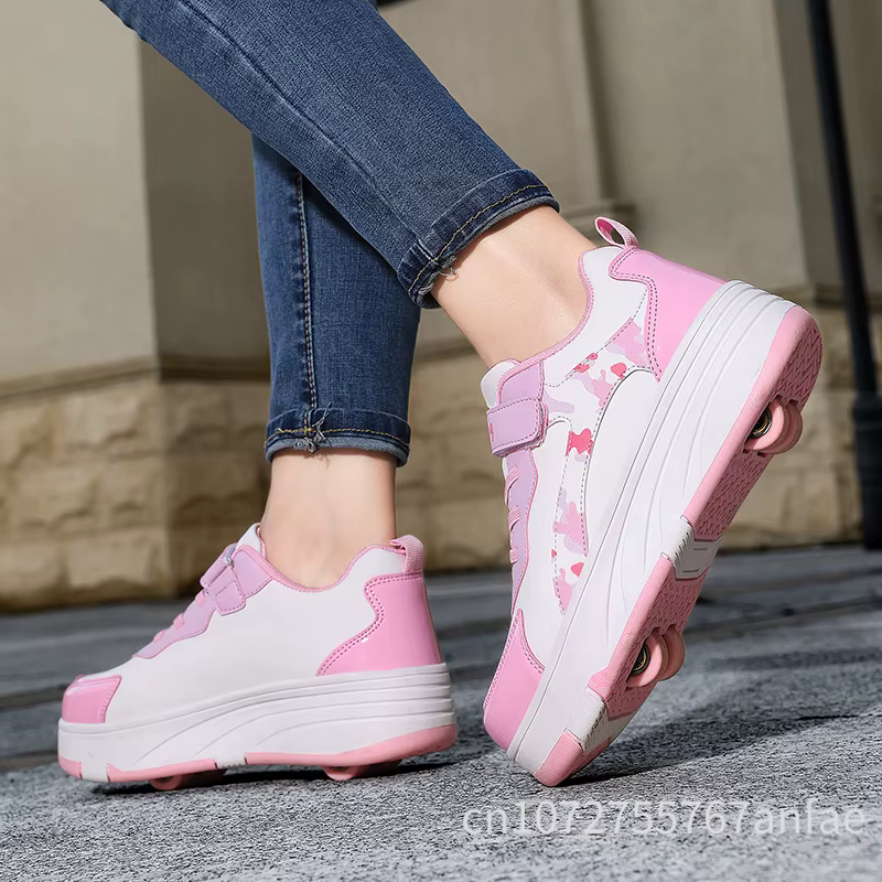 Chaussures de Skateboard pour enfants marche roulante double usage confortable résistant à l'usure en plein air patinage à roulettes baskets filles décontracté Sho