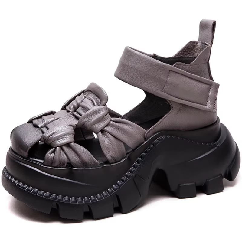CKTINOO 2026 Nouvelles sandales d'été en cuir véritable à plateforme