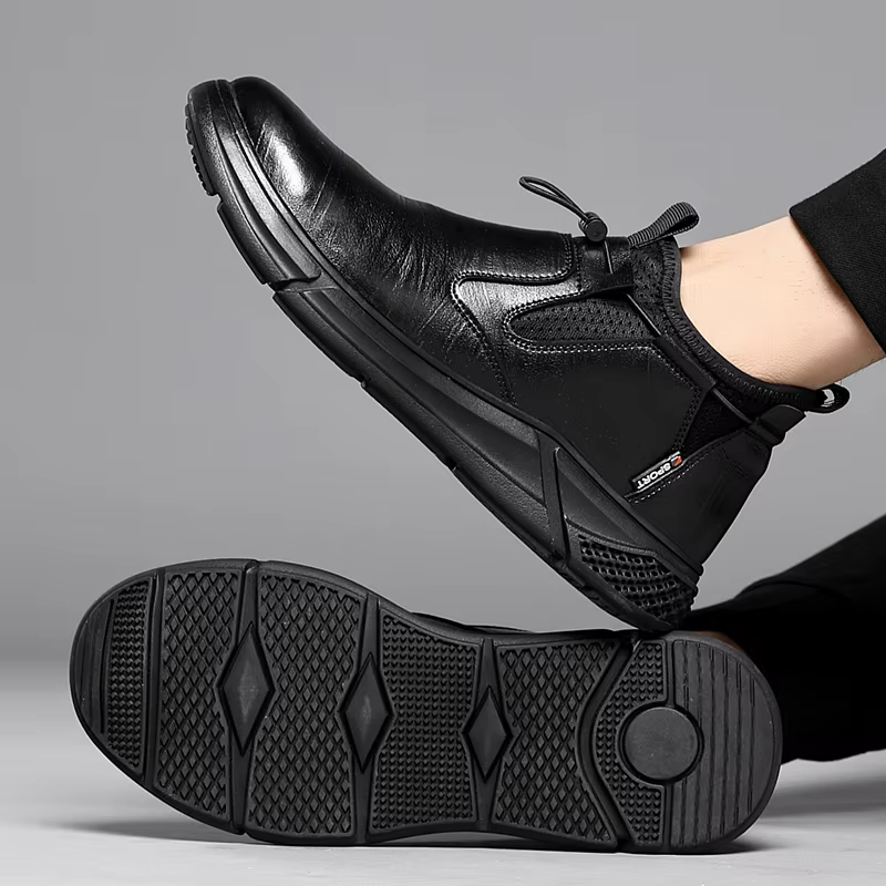 Chaussures de travail de sécurité imperméables en cuir noir pour hommes