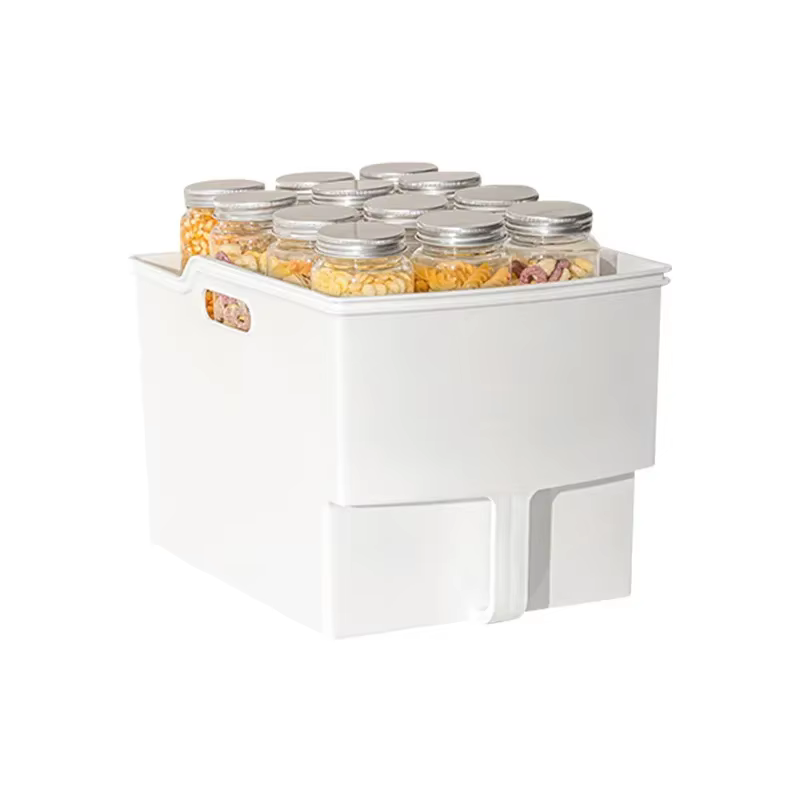 Boîte de rangement pour armoire de cuisine de style japonais avec poignée, boîte organisateur d'épices, panier de rangement pour réfrigérateur, en plastique