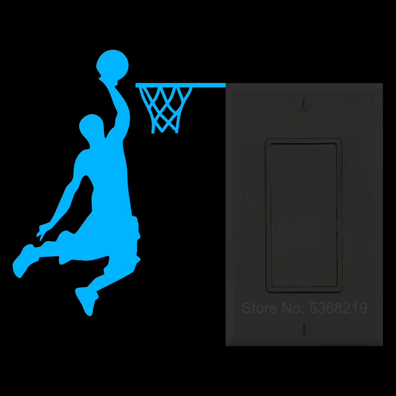 Autocollant mural lumineux en vinyle pour joueur de basket-ball Dunk