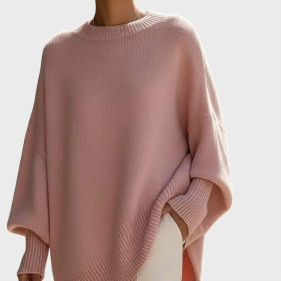 Pull oversize pour femme, automne/hiver 2026, col rond, pull en tricot pour femme, style ample et décontracté, couleur unie