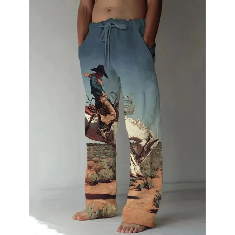 Pantalon à jambes larges de Style japonais Harajuku, imprimé renard raton laveur, pantalon décontracté pour hommes, pantalon d'été, Streetwear, vêtements