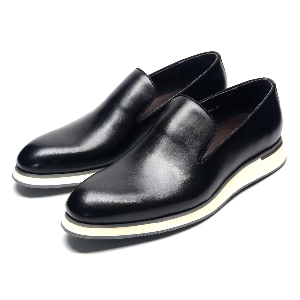 Chaussures mocassins classiques en cuir véritable pour hommes