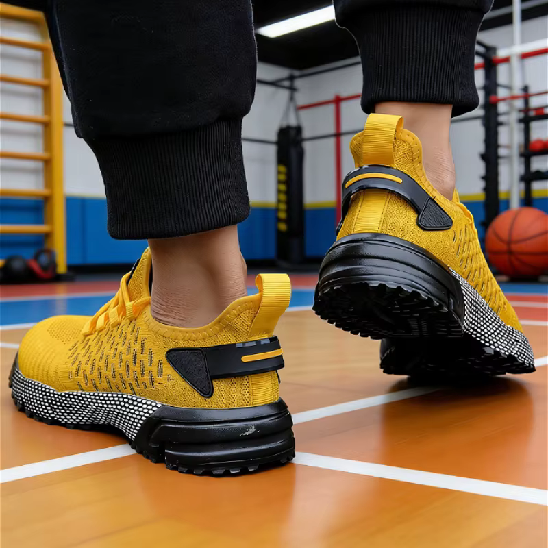 Baskets en tricot jaune tendance pour hommes