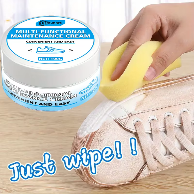 Crème d'entretien pour baskets blanches : vernis/rondisseur pour cuir synthétique
