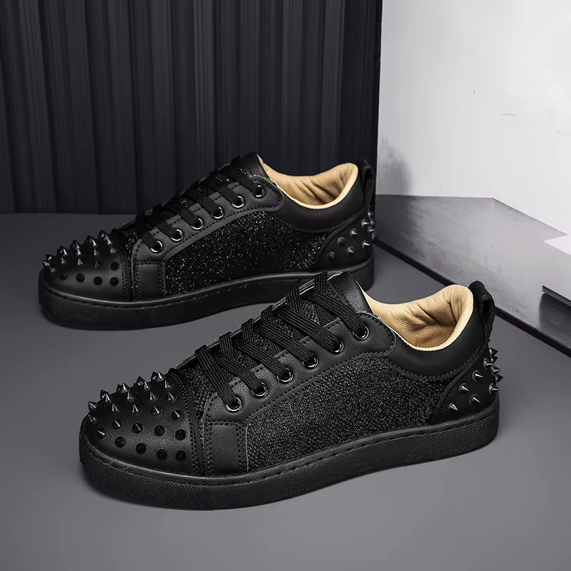 Mode nouveaux hommes Rivet Rock Punk mixte Patchwork cuir plate-forme chaussures mâle sport marche baskets