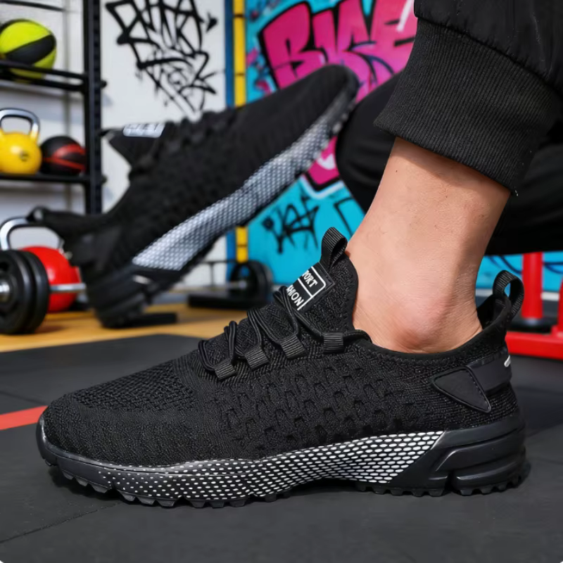 Baskets en tricot jaune tendance pour hommes