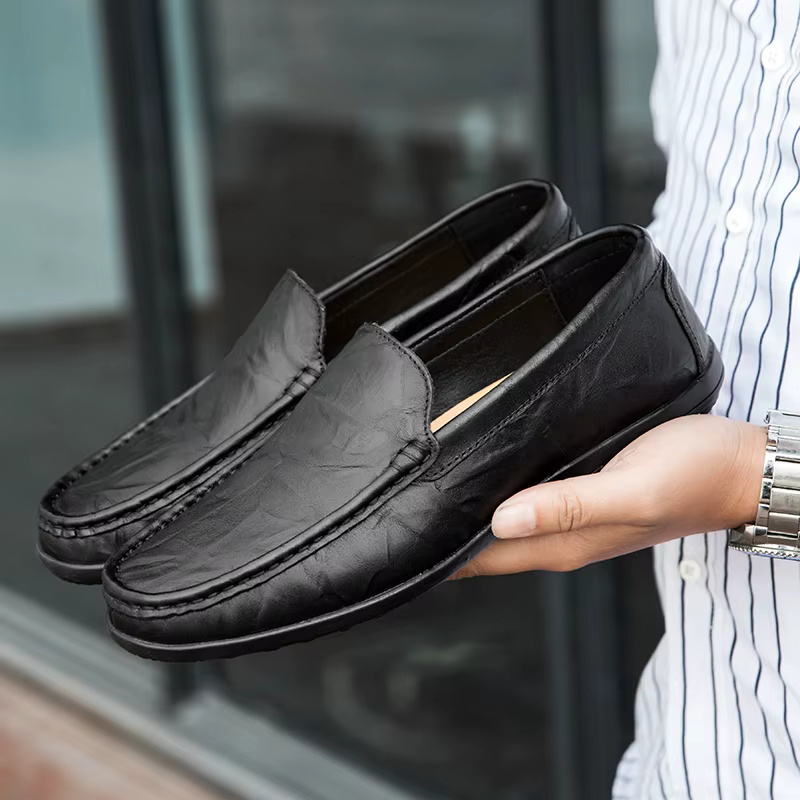 Chaussures de conduite décontractées en cuir pour hommes