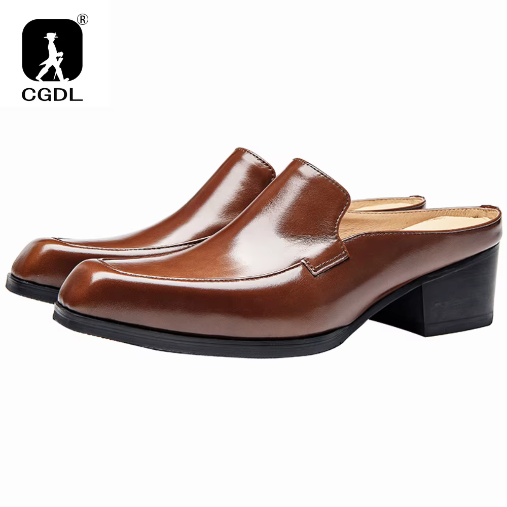 Mules en cuir véritable pour hommes demi-chaussures homme marque de luxe concepteur