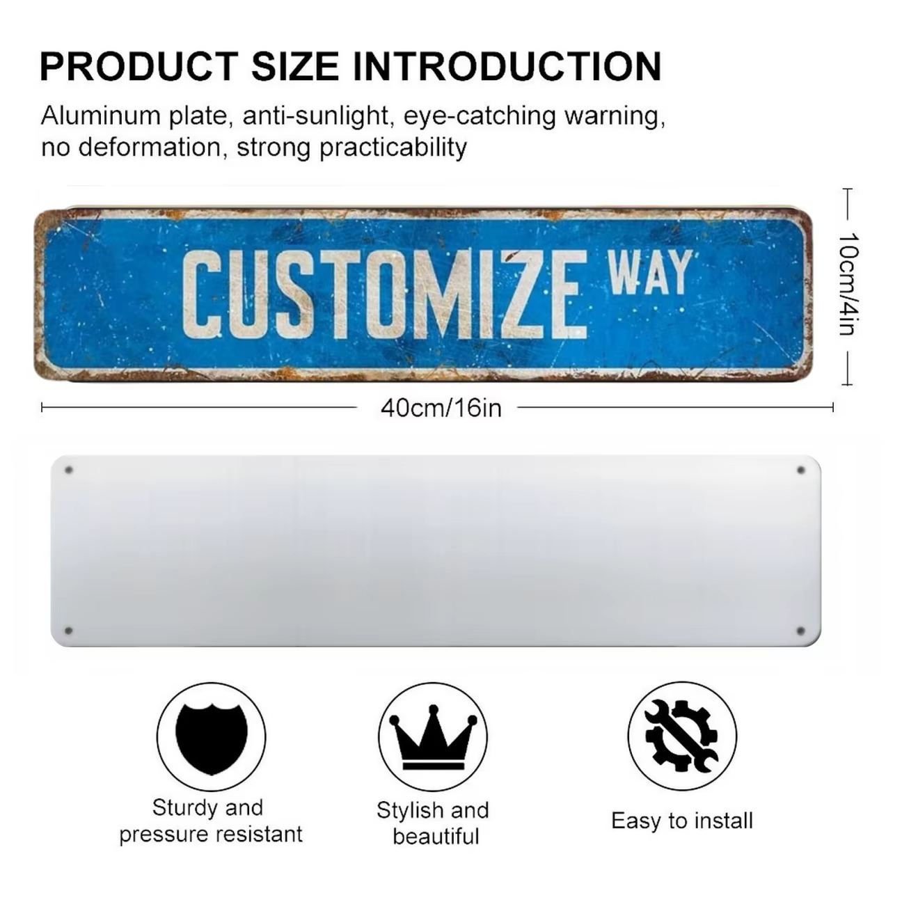Panneau personnalisé rustique, panneaux métalliques personnalisés, panneau de route en aluminium résistant aux intempéries pour l'extérieur, panneau de rue personnalisé pour la décoration de la pièce