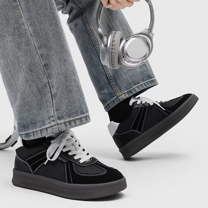 Nouvelles baskets de sport vintage noires à blocs de couleur pour hommes
