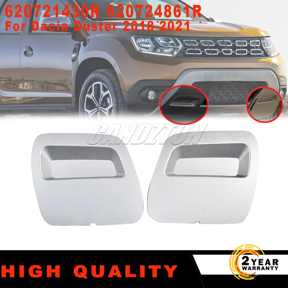 Pour Dacia Duster 2017-2021 1 Paire de nouveaux couvercles d'œil de barre de remorquage avant noirs/gris L+R ABS 511802392R 511809831R Accessoires de voiture