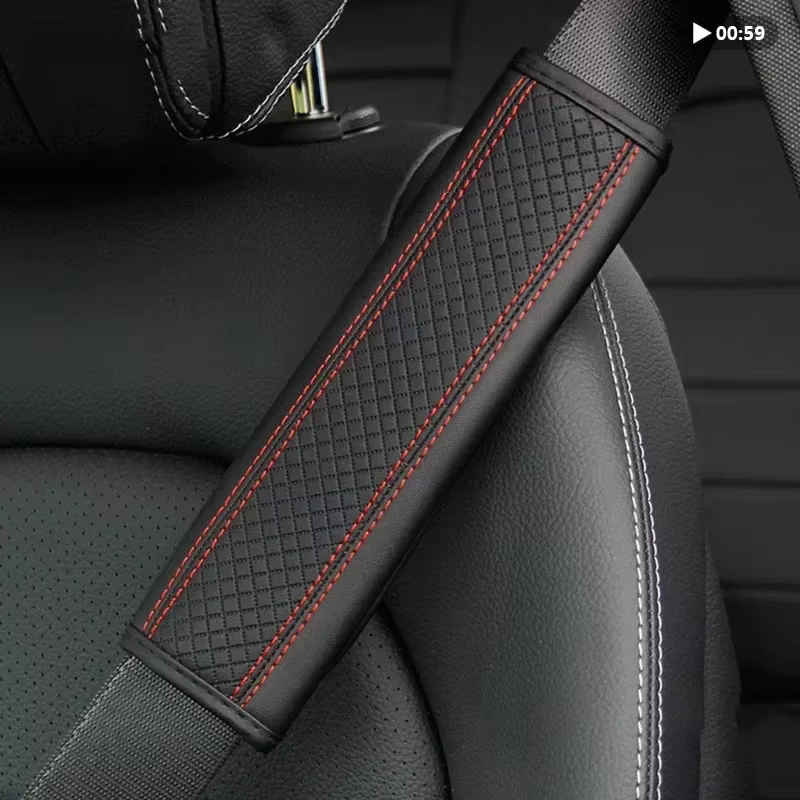 Accessoires de voiture ceinture de sécurité en cuir PU ceinture de sécurité housse d'épaule Protection respirante ceinture de sécurité rembourrage coussin accès intérieur automatique