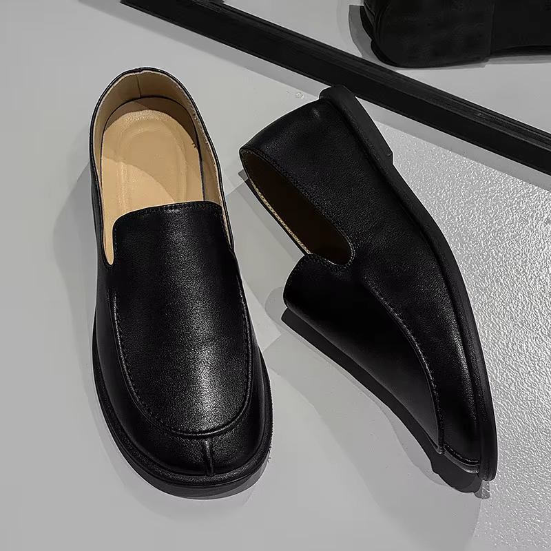 Chaussures plates en cuir véritable pour hommes