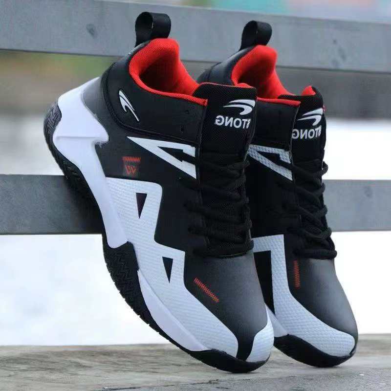 Chaussures de basketball pour hommes 2026 Nouveau style Montantes en cuir Baskets de sport décontractées Respirantes Confortables Doublure en maille PU Semelle extérieure en PVC