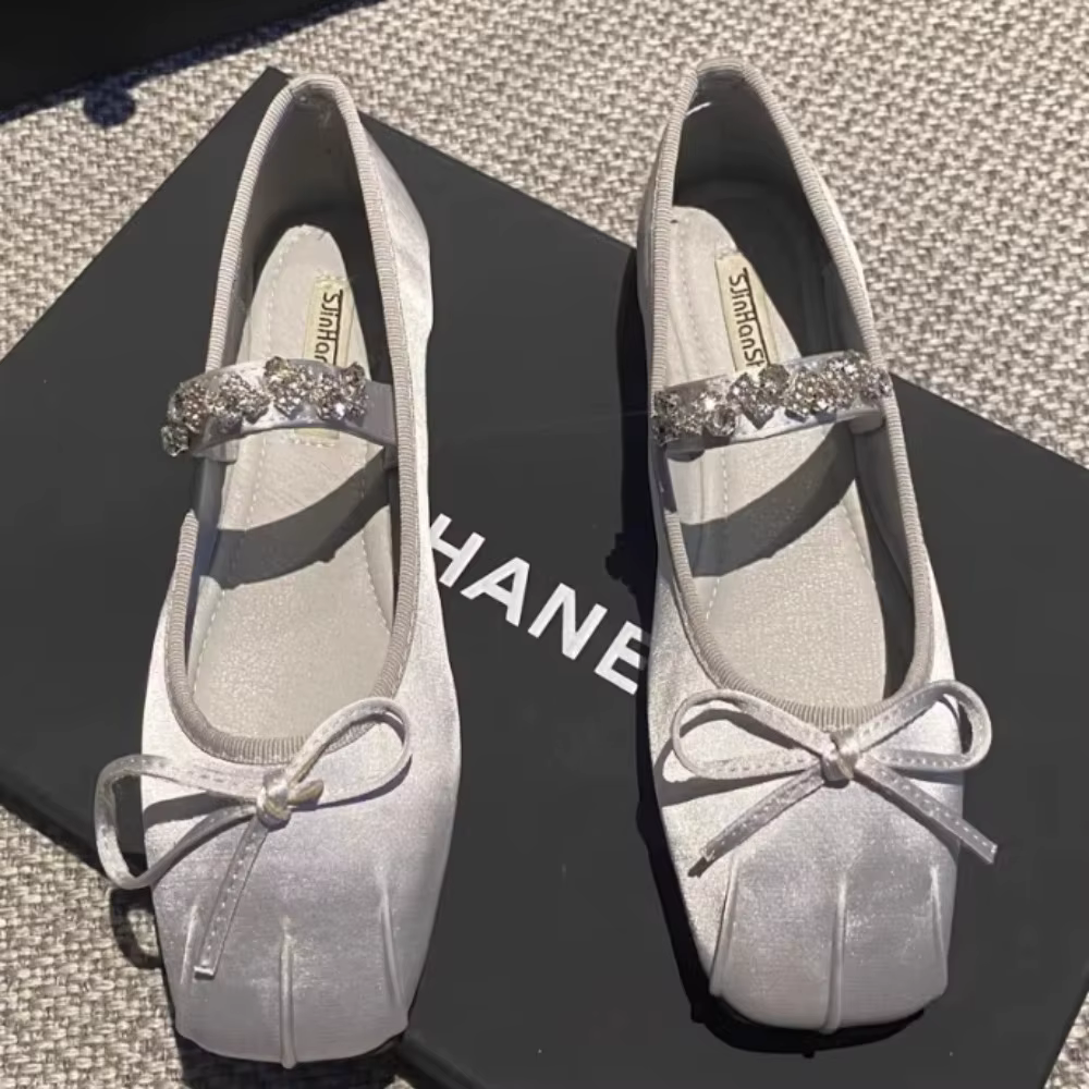 Chaussures plates Parker carrées pour femmes, chaussures de ballet décontractées, Mary Gasoline, biscuits français, printemps, nouvelle mode, 2025
