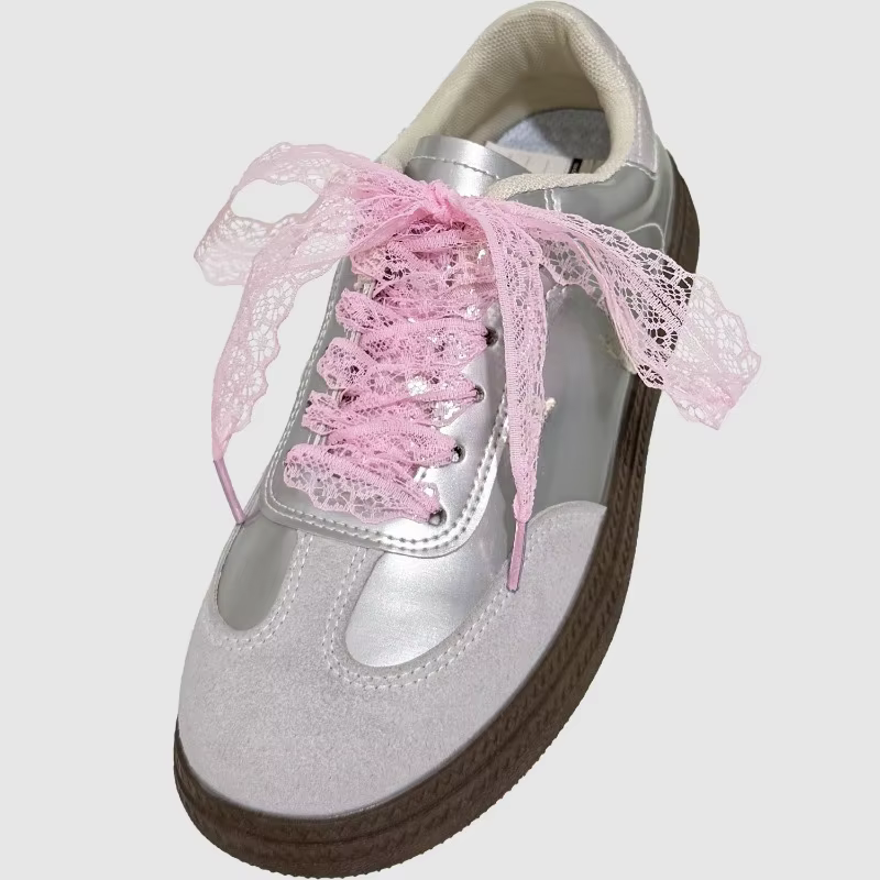 1 paire de lacets plats fantaisie en dentelle pour baskets