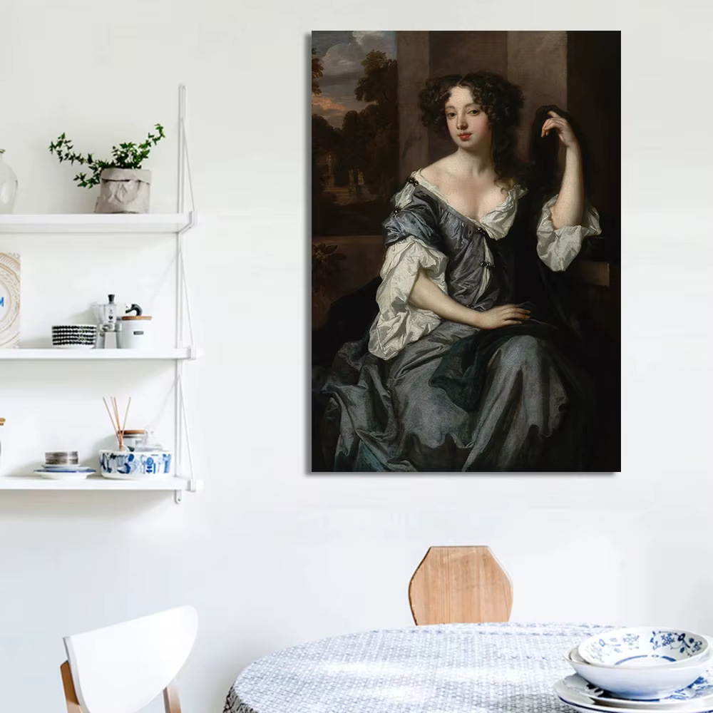 Affiche de portrait de femme de la Renaissance, peinture sur toile vintage victorienne féminine fumant, art mural tendance, décoration de salon