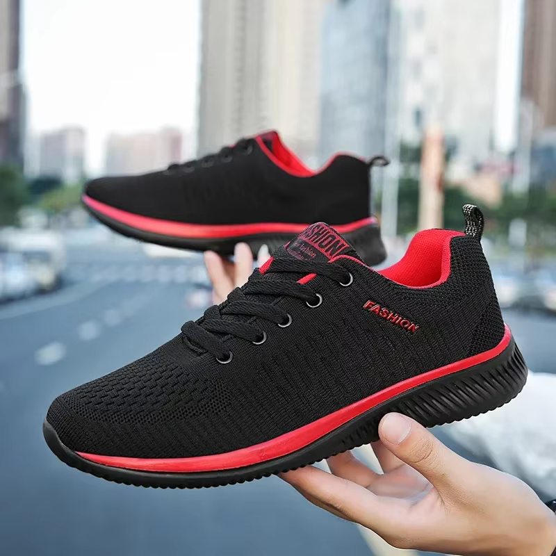 Baskets pour hommes noir décontracté confortable tricoté chaussures de sport respirant