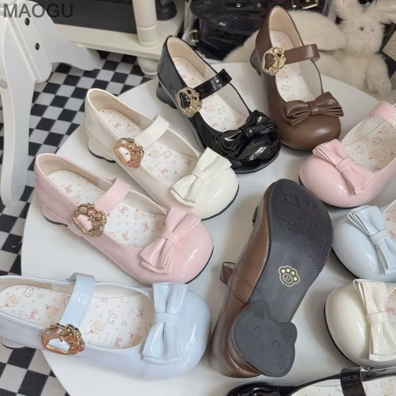Chaussures Lolita pour femmes bout rond nœud Mary Janes mignon doux dames printemps été escarpins à talons bas Zapatos De Mujer taille 35-40