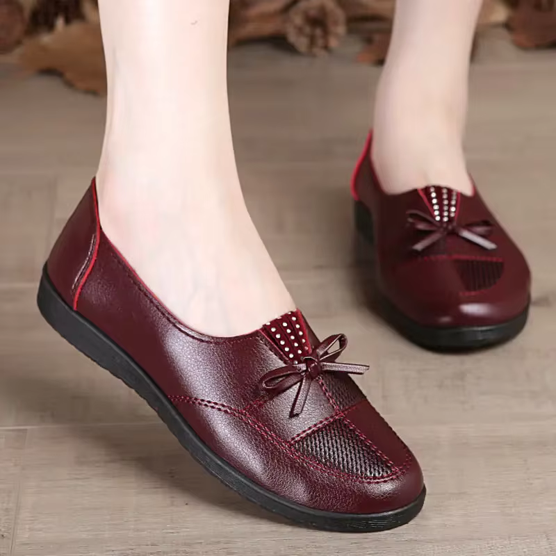 Chaussures plates en cuir pour femmes