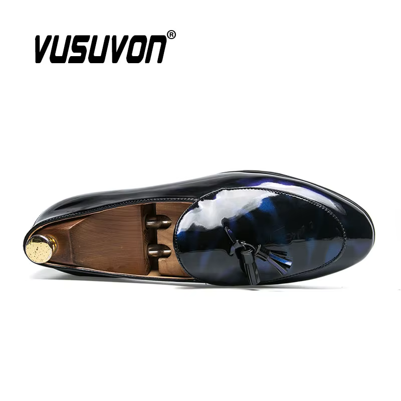 Mode hommes chaussures en cuir verni 37-47 taille garçons mocassins respirants noir doux en plein air décontracté été Mules robe appartements