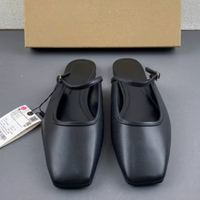 2025 Mules d'été chaussures pour femmes de luxe Slik mode solide bout carré décontracté dame sandales plates nouveau