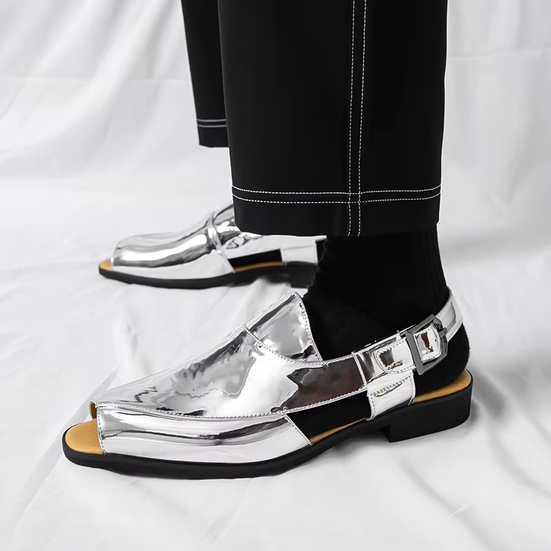 Sandales dorées de luxe pour hommes