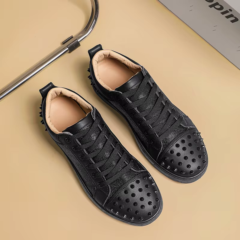 Mode nouveaux hommes Rivet Rock Punk mixte Patchwork cuir plate-forme chaussures mâle sport marche baskets