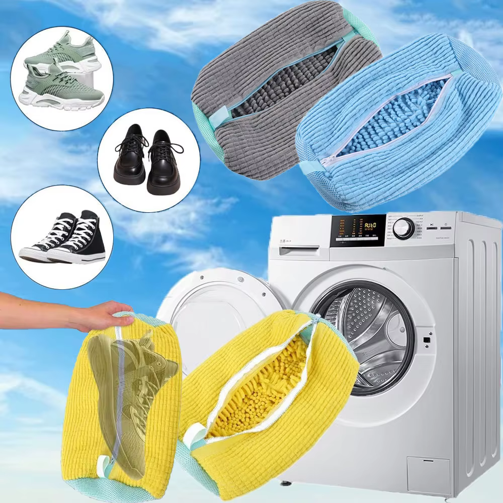 Sac de Lavage de Chaussures en Maille Durable avec Fermeture Éclair