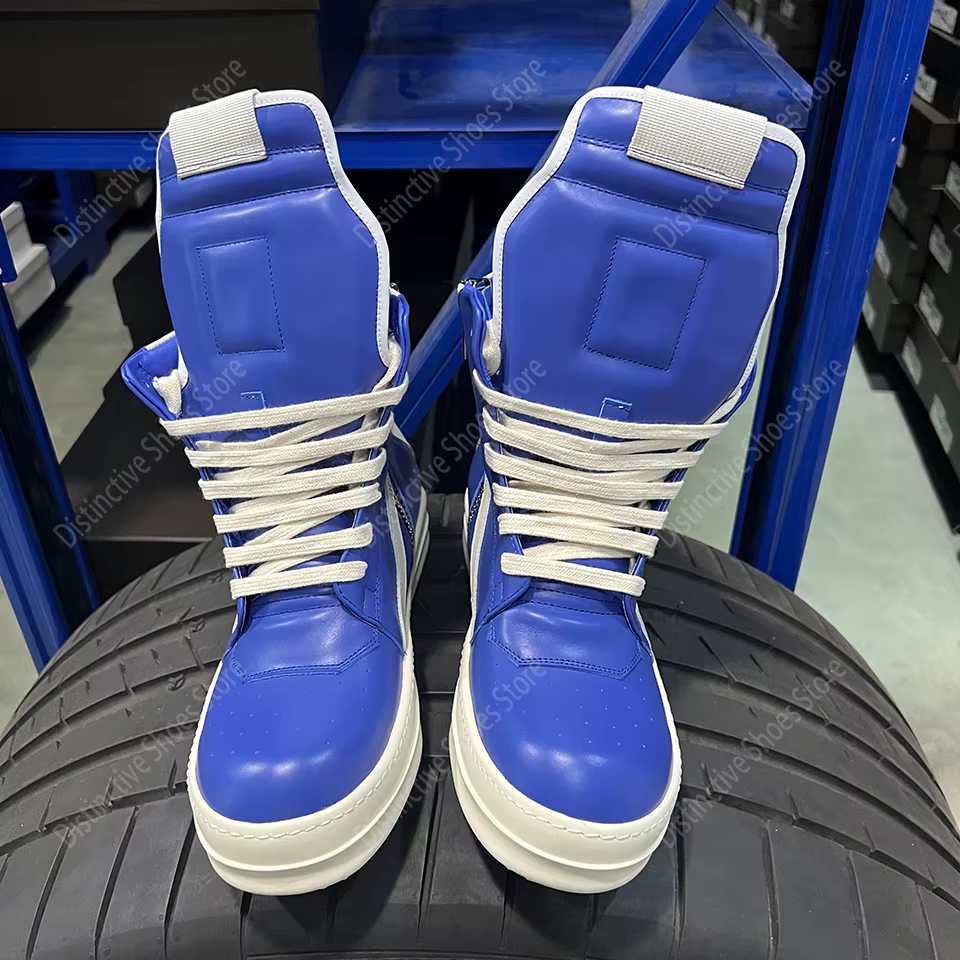 Marque blanc plate-forme haut Premium Sneaker RO chaussures dernier modèle bleu cuir fermeture éclair femmes gothique Punk Streetwear chaussure de mode