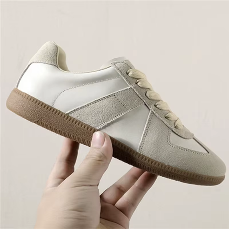 2025 Designer Hommes Baskets Vintage Noir Véritable Cuir De Vachette Chaussures Décontractées À Lacets Blanc Plat