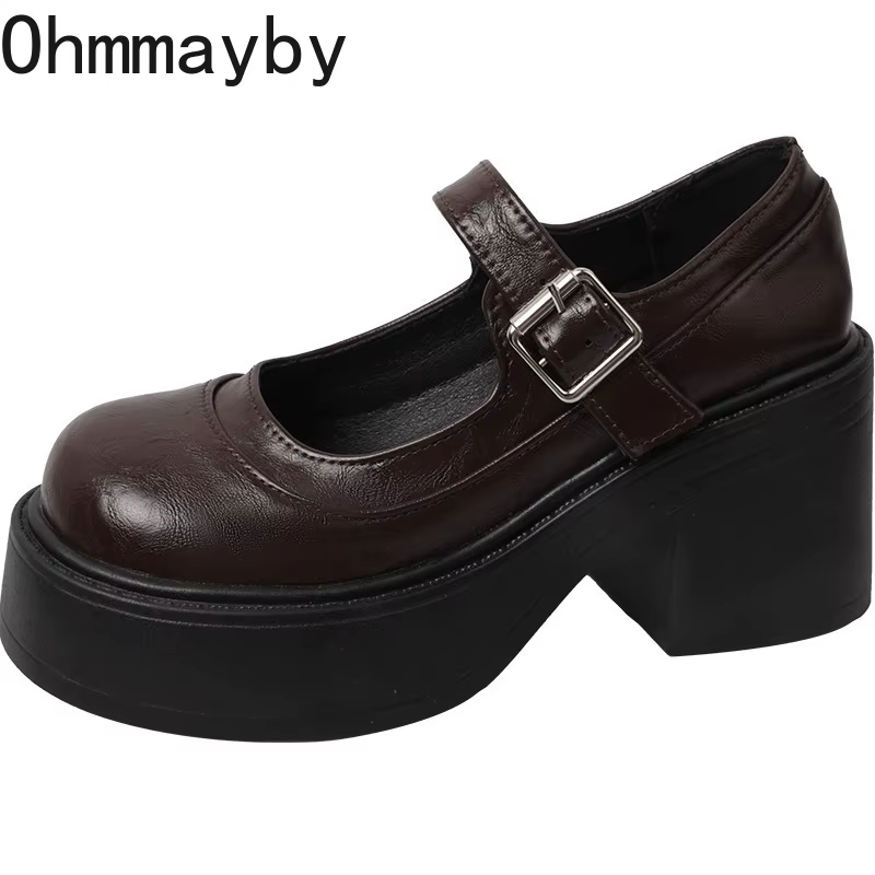 Chaussures Mary Jane noires y2k à talon pour femmes