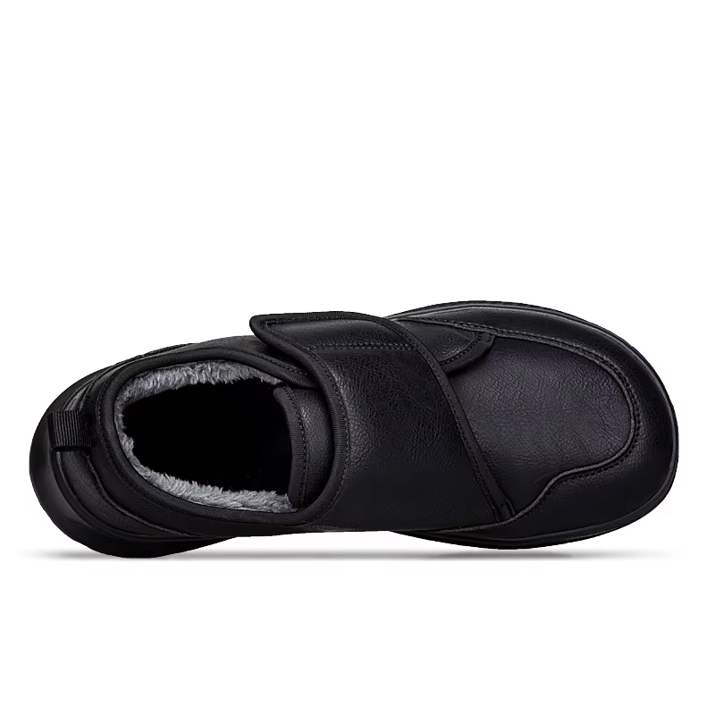 Chaussures orthopédiques et diabétiques en cuir à bout large doublées de fourrure pour l'hiver, ajustables, pour hommes et femmes, soulagement de la douleur des pieds enflés et gras
