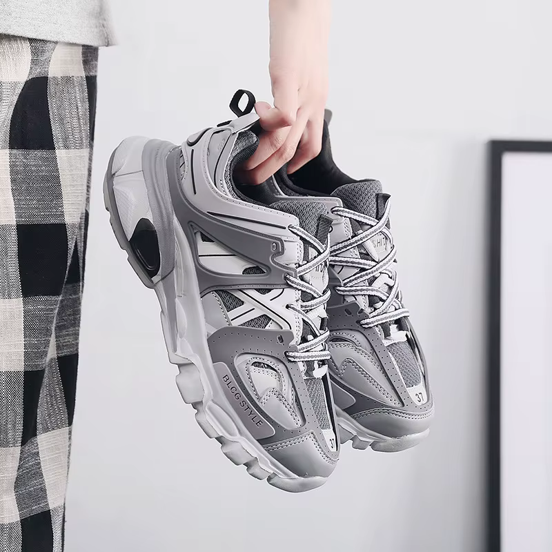 Marque Design noir gris femmes baskets mode nouveaux hommes respirant grosses