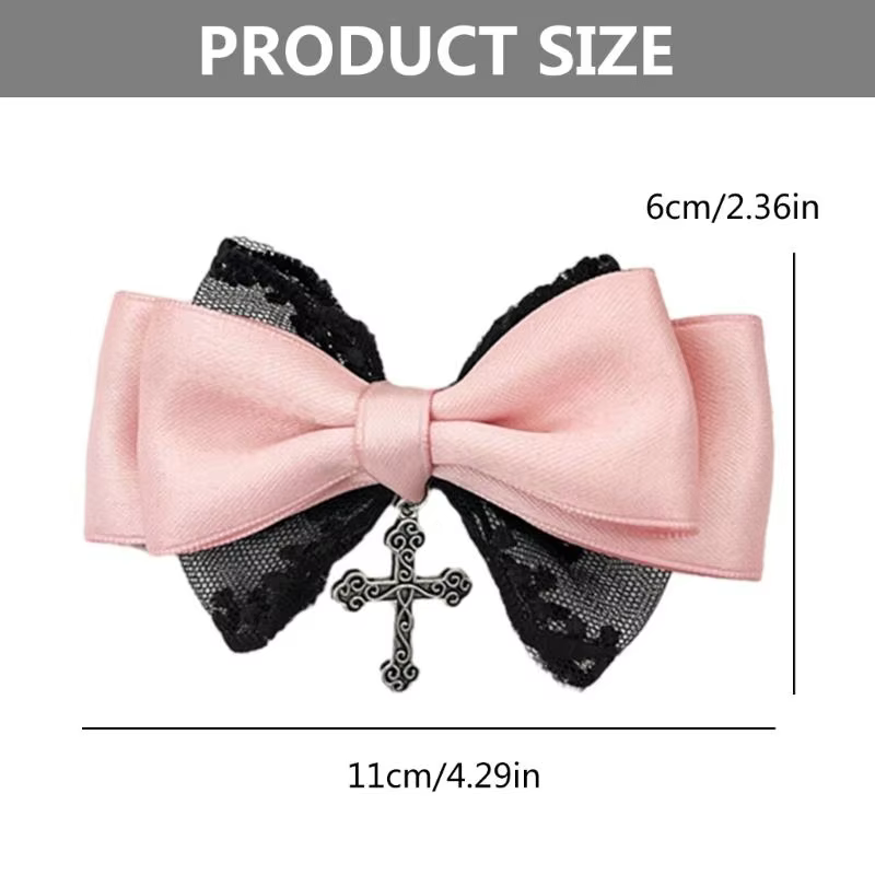 Barrette à cheveux gothique avec nœud en dentelle, coiffure mignonne élégante, épingle à cheveux H7EF