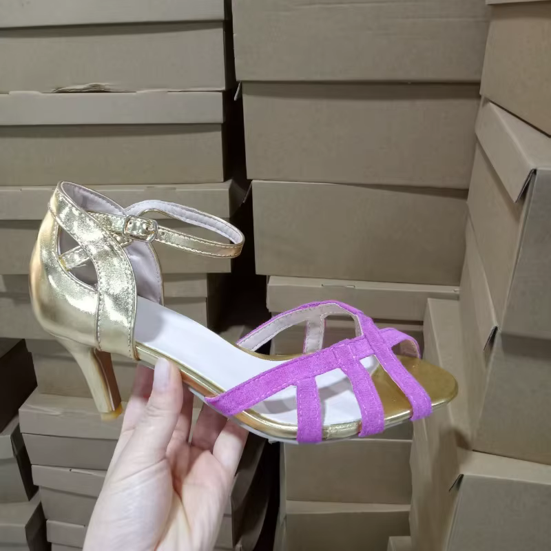 Sandales d'été à talons hauts pour femmes, bout ouvert, en daim, grandes tailles, confortables, pour soirée, avec boucle de luxe, nouvelle collection 2026