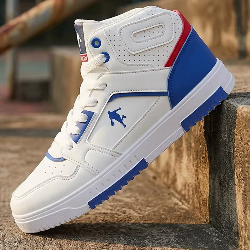 Sneakers blanches à tige haute pour homme