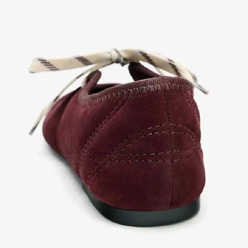 Mode à lacets couture Design marque ballerines femmes haute qualité Faux daim Mary Jane chaussures confortables bout rond mocassins
